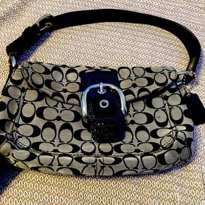 Coach Signature Jacquard Purse Handbag Satchel Black Gray A0972-F13117